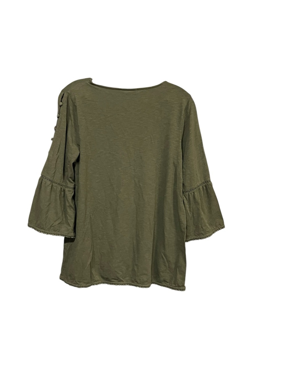 J.Jill Olive Bell Sleeve Knit Top Women’s Small V Neck Boho Peasant Stretch Tee - Picture 2 of 9